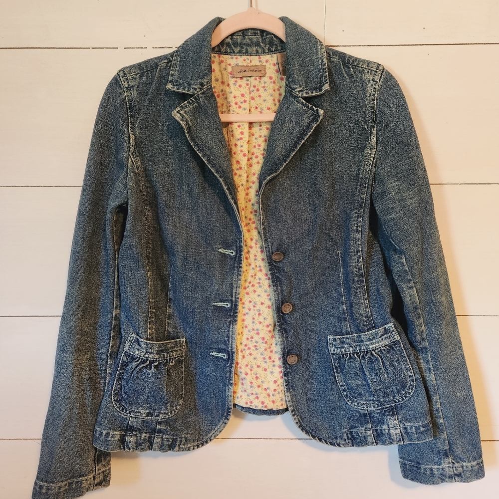 I.e. Floral lined denim blazer
